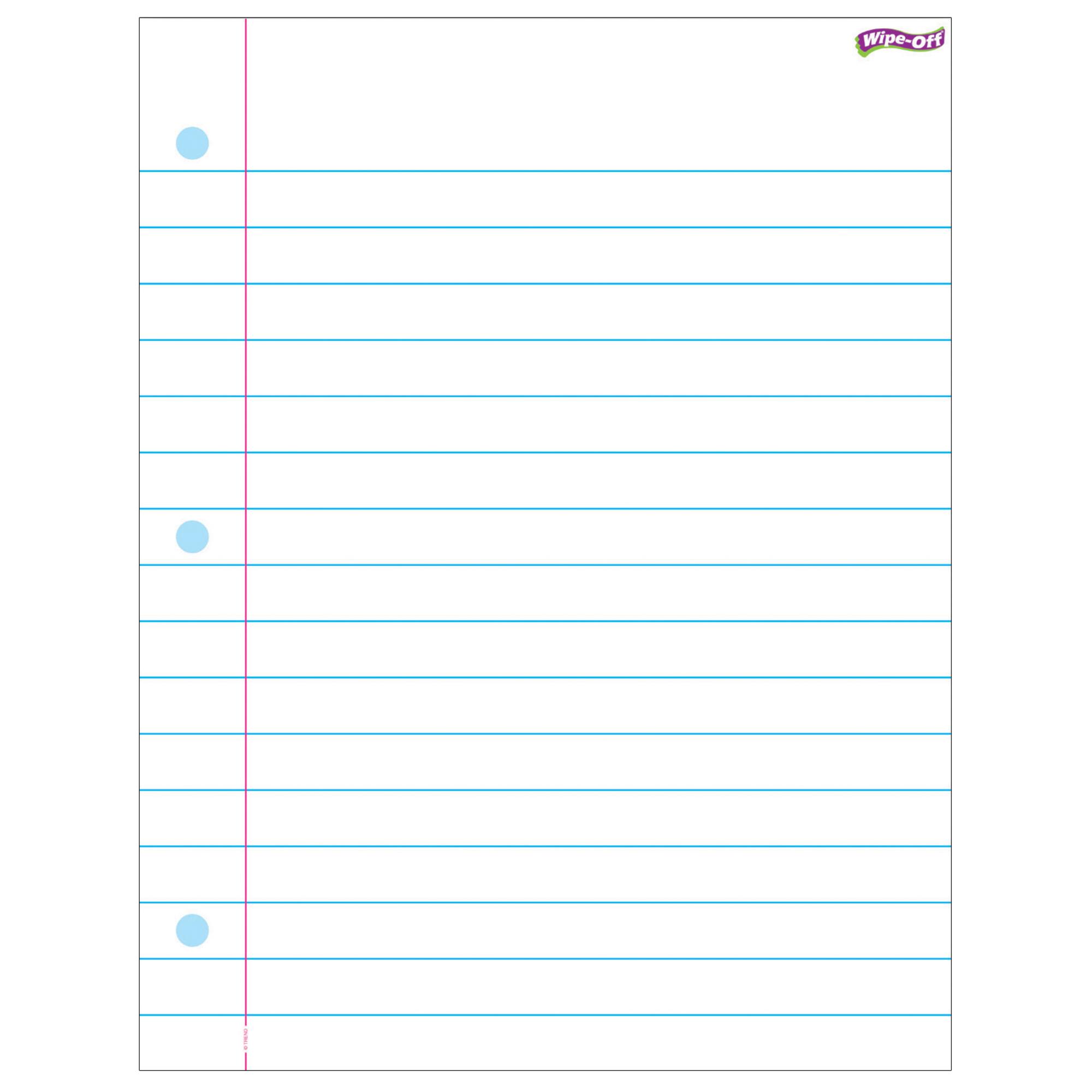 Notebook Paper Wipe-Off® Chart, 17" x 22", 6 Pack